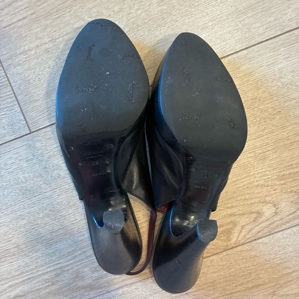 Prada Vintage Leather Women’s Slingback Platform Pumps Heels Black Size 39/9 US - Picture 9 of 12